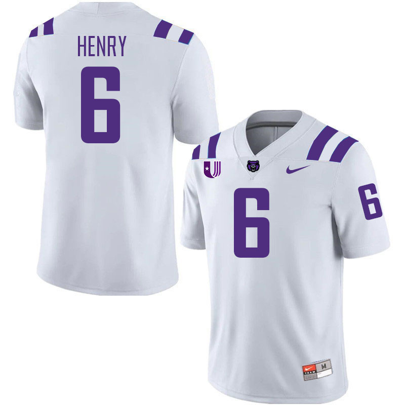 Central Arkansas Bears #6 Malachi Henry College Football Jerseys,Uniforms Stitched-White